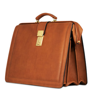 Belting Leather Classic Combination Lock Briefbag #9005 Tan Left Front