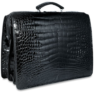 Jack Georges American Alligator Black Classic Briefbag #AL505 (Back Left Side)