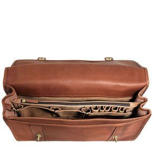Belmont Professional FlapOver Briefcase #B2462 Cognac Interior