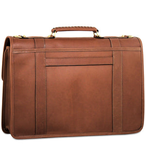 Belmont Professional FlapOver Briefcase #B2462 Cognac Left Back