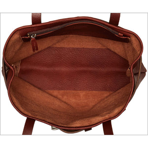 Belmont Open Leather Tote Bag #B2971 Cognac Interior