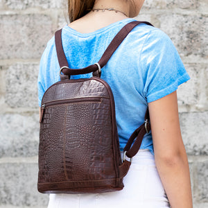 Hornback Croco Small Convertible Backpack/Crossbody #HB133 Brown Lifestyle