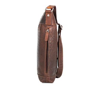 Hornback Croco Crossbody Bag #HB312 Brown Left Side