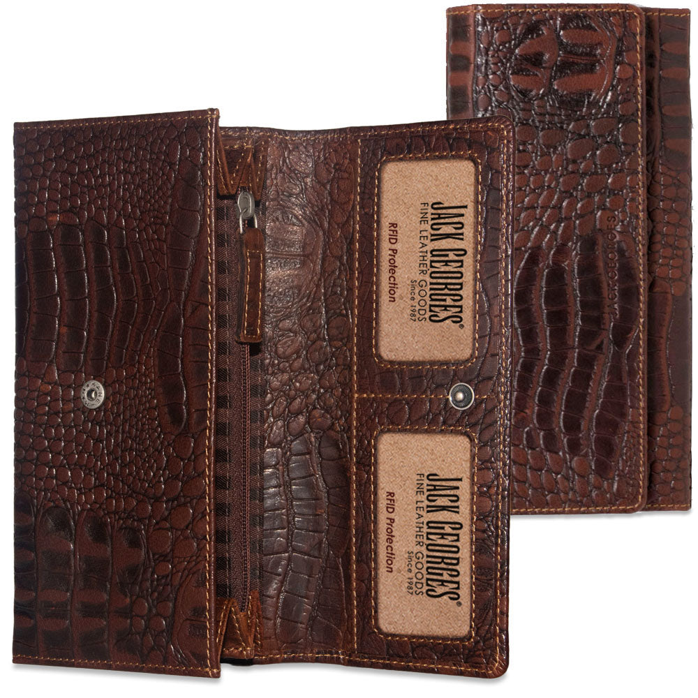 Leather Clutch Wallet RFID - Hornback Croco #HB726 | Jack Georges