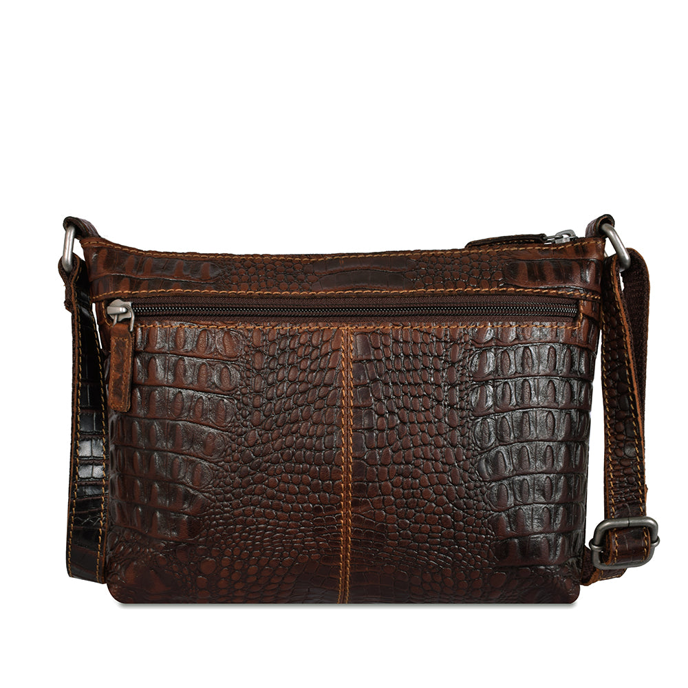 Hornback Croco Mini City Crossbody #HB810 Brown Back