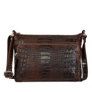 Hornback Croco Mini City Crossbody #HB810 Brown Front