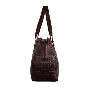 Hornback Croco Satchel Handbag #HB815 Brown Right Side