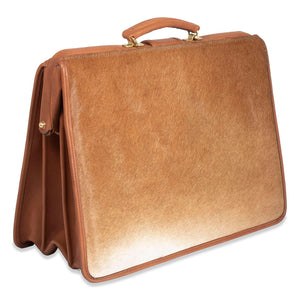 Hair on Hide Classic Leather Briefbag #HC505 Tan Left Back