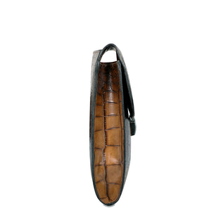 Hand Brushed Croco Leather Underarm Case #K001 Tan Right Side