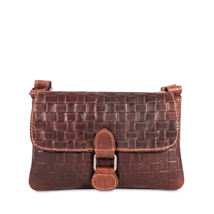Voyager Woven Mini Crossbody Bag #WF610 Brown Front