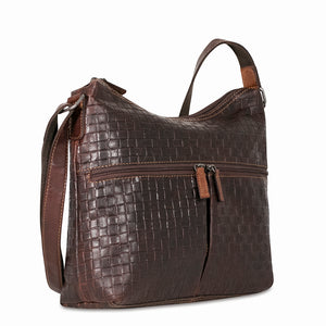 Voyager Woven Hobo Bag #WF814 Brown Left Front
