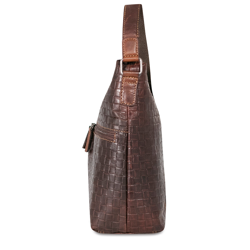 Voyager Woven Hobo Bag #WF814 Brown Side