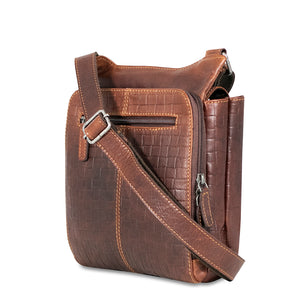Voyager Woven Slim Crossbody Bag #WF831 Brown Right Back