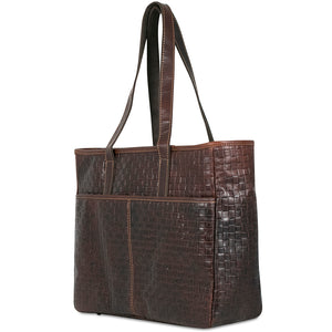 Voyager Woven Uptown Tote Bag #WF916 Brown Right Back
