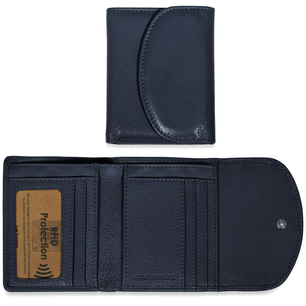 TEN×HOS WALLET BLACK Leather Taxi Wallet RFID Tri-fold - Voyager #1763 | Jack Georges
