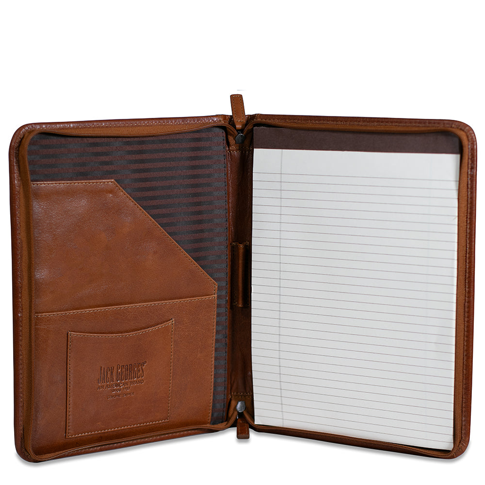 Voyager Letter Size Zippered Writing Pad Cover #7112 Honey Open