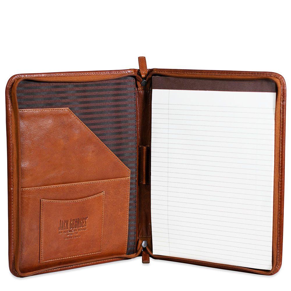 Leather Writing Pad Cover - Voyager Zippered #7112 | Jack Georges