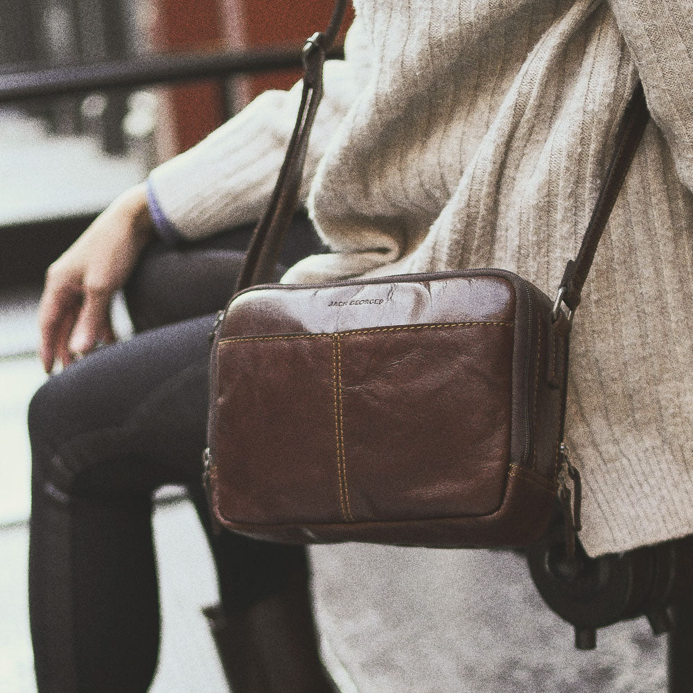 Double Zippered Crossbody Bag #7195