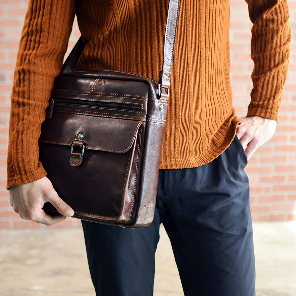 brown leather crossbody backpack Jack Georges Brown Voyager Large Leather Crossbody