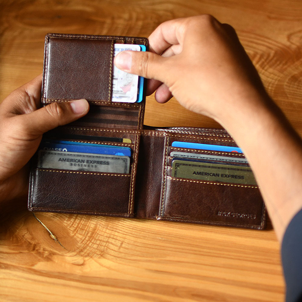 Leather Bifold RFID Wallet w/ID Flap - Voyager #7302 | Jack Georges
