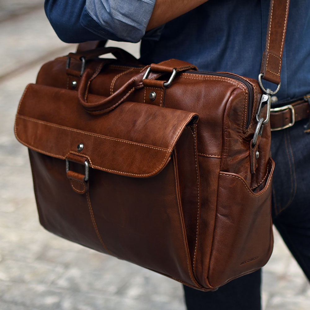 Zippered Briefcase with Front Flap Pocket #7316