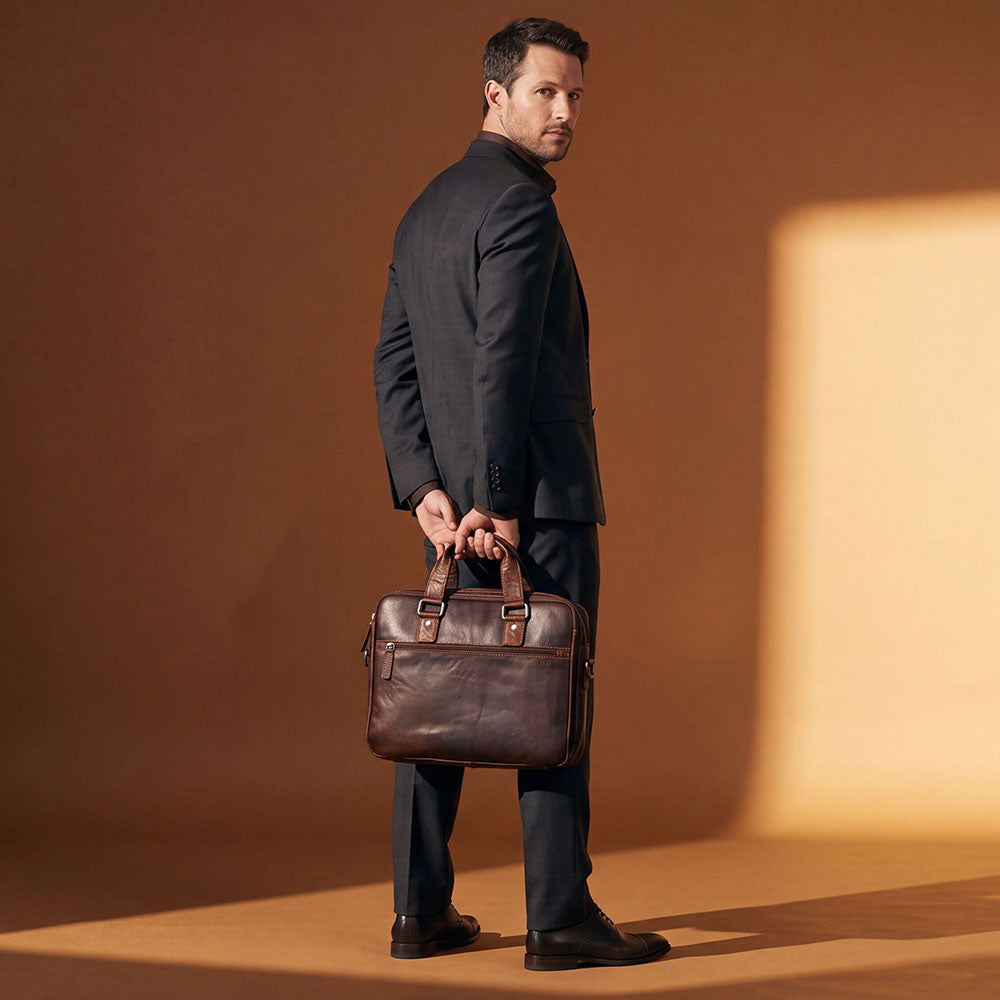 Leather Slim Briefcase - Voyager Professional #7321 | Jack Georges