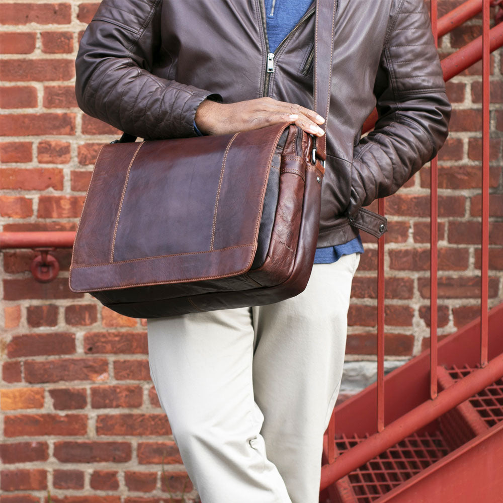 Leather Messenger Bag; Large, Travel - Voyager #7325 | Jack Georges