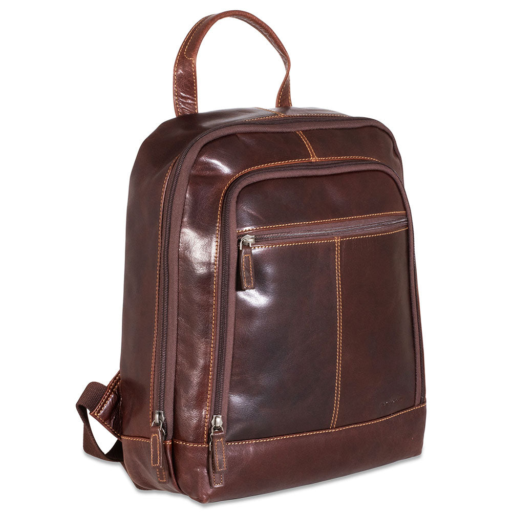 brown leather business backpack For Men | 16" Laptop Backpack | Leather College Backpack Made of Full Grain Leather with YKK Zipper Pietro" Business Leather Backpack Large