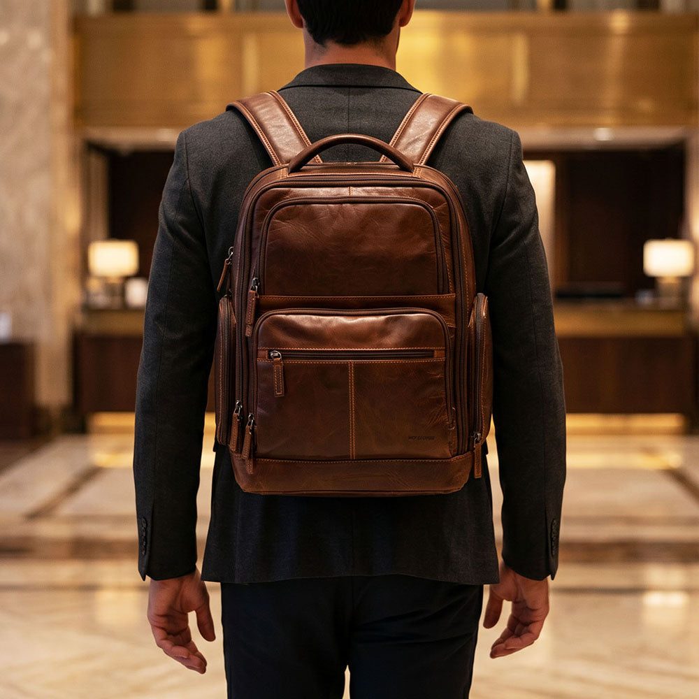 Jack Georges Leather Voyager Tech Backpack