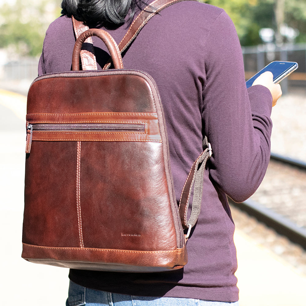 Leather Slim Backpack - Voyager Women's #7537 | Jack Georges