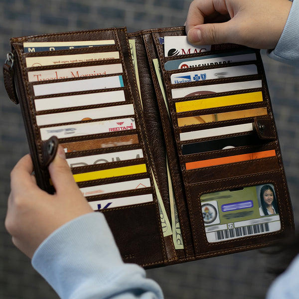 Leather Zippered Wallet - Voyager Large RFID #7718 | Jack Georges