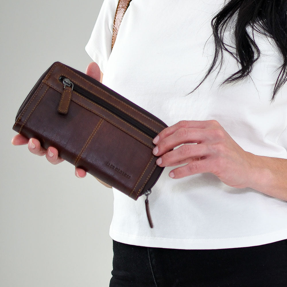 Leather Zippered Travel Wallet - Voyager Large #7724 | Jack Georges