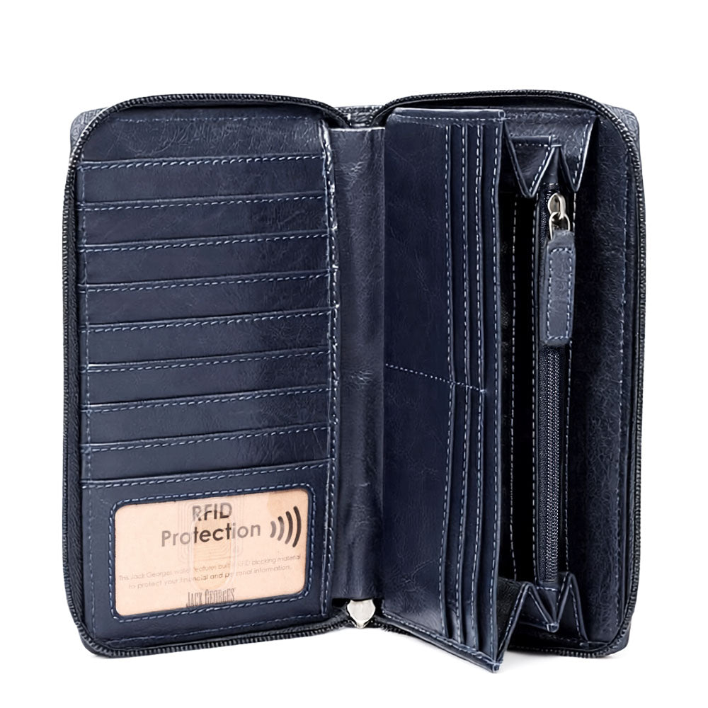 Leather Zippered Travel Wallet - Voyager Large #7724 | Jack Georges
