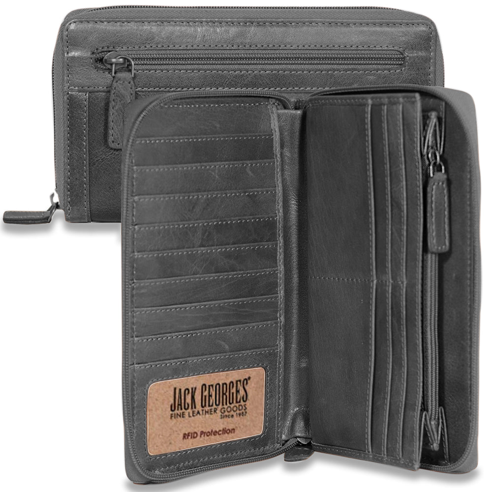 Large Zip-Around Travel Wallet #7724 Slate