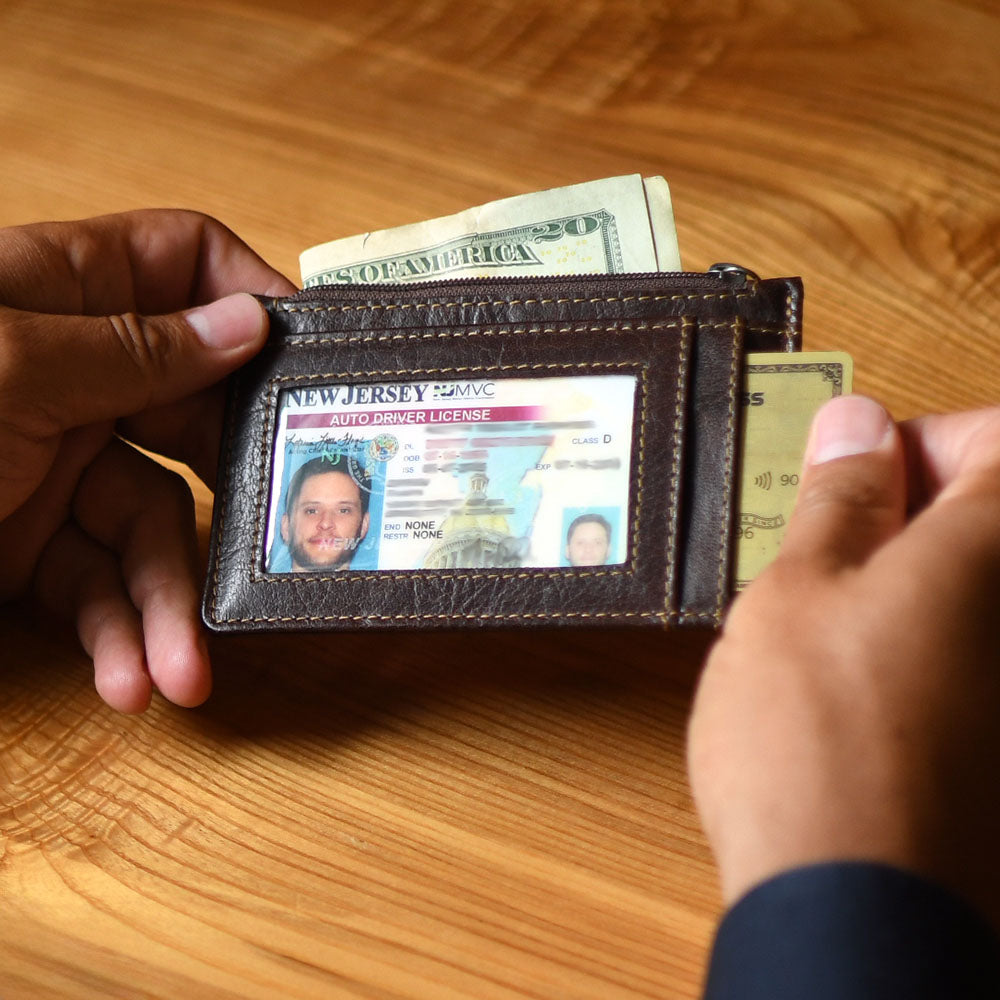 Voyager Zippered Card Holder #7766 Brown