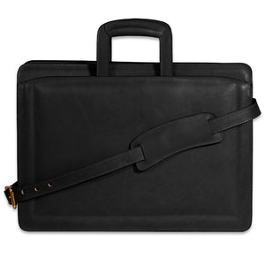 Belting Leather Professional Briefcase #9002 Black Front with Strap