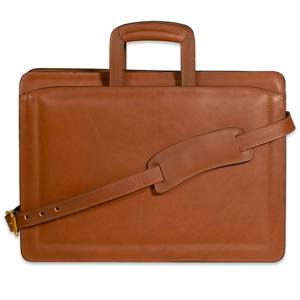 Denver Leather Belted Briefcase | Autumn Brown & Dark Briar