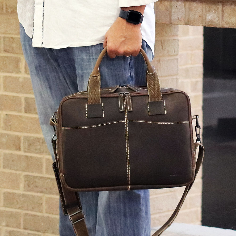 Leather Briefcase, Zippered - Arizona #A4230 | Jack Georges