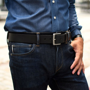 Leather Jeans Belt #B150 - 1 1/2" Wide - Black