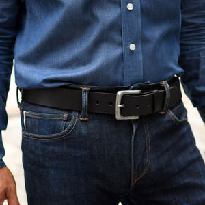 Leather Jeans Belt #B150 - 1 1/2" Wide - Black