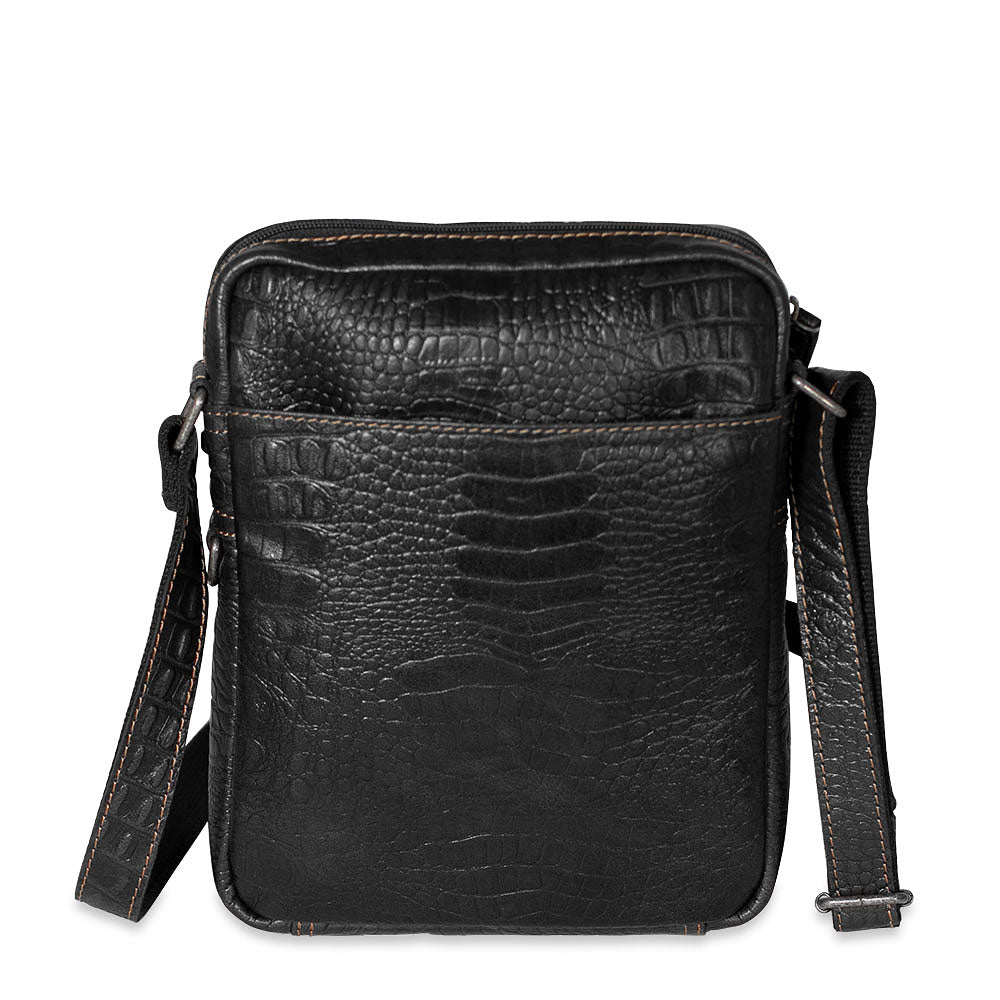 Hornback Croco Slim Crossbody w/Zippered Front Pocket #HB213