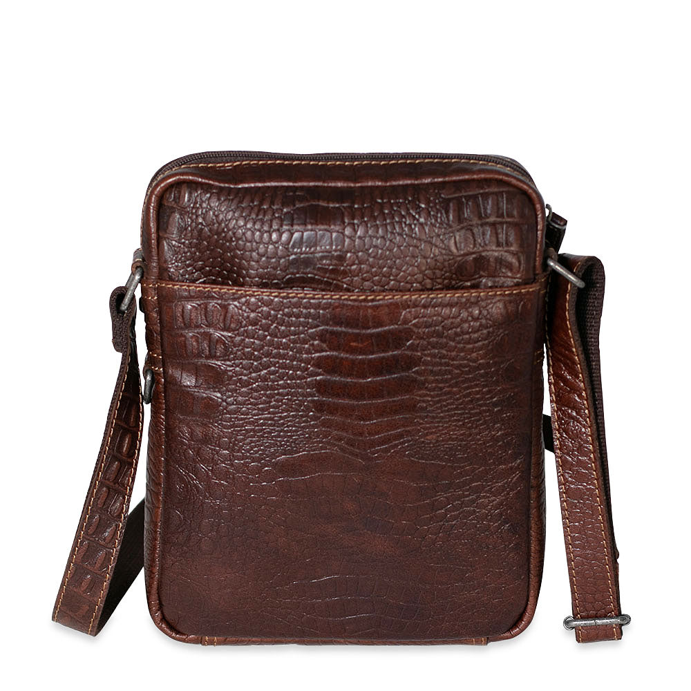 Hornback Croco Slim Crossbody w/Zippered Front Pocket #HB213