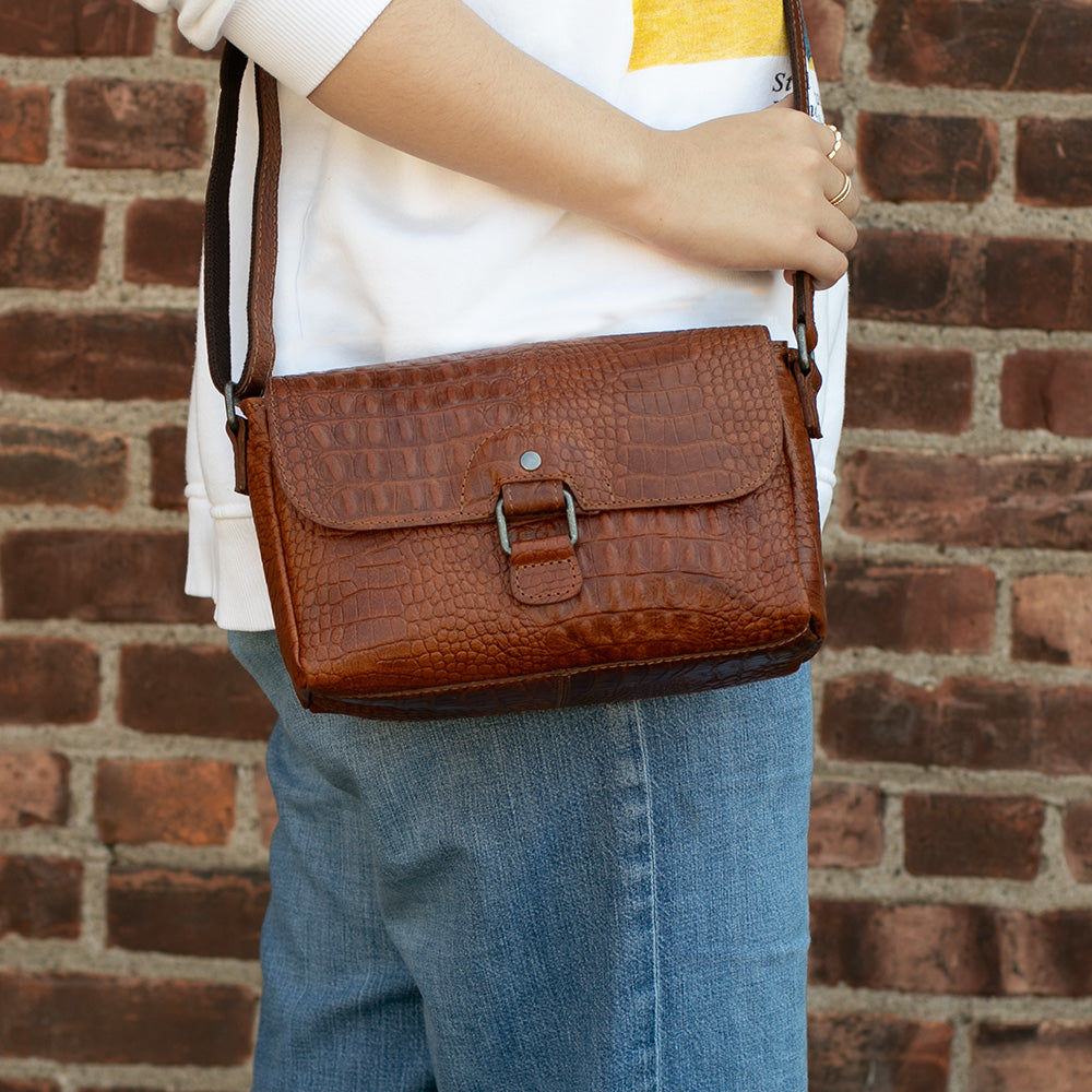 Leather Crossbody Handbag - Hornback Croco Emma #HB217 | Jack Georges