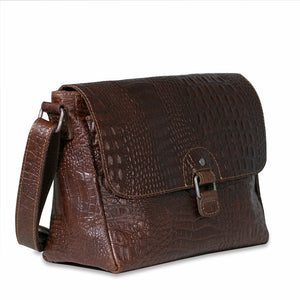 Hornback Croco Olivia Crossbody Bag #HB218 3QTR (Brown)