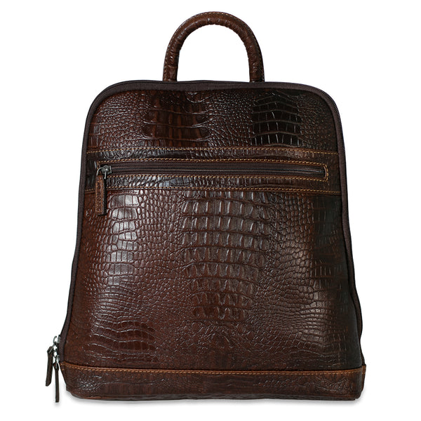 Leather Backpack - Hornback Croco Adele Slim #HB537 | Jack Georges