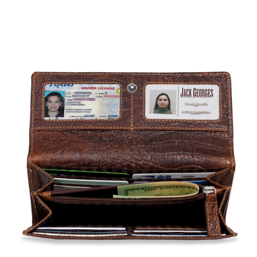 Leather Clutch Wallet RFID - Hornback Croco #HB726 | Jack Georges
