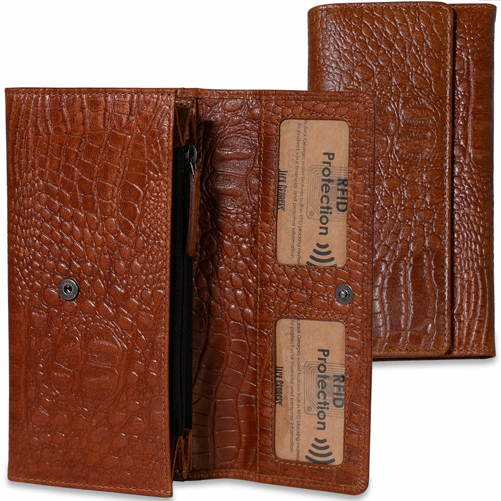 Hornback Croco Clutch Wallet #HB726 Honey