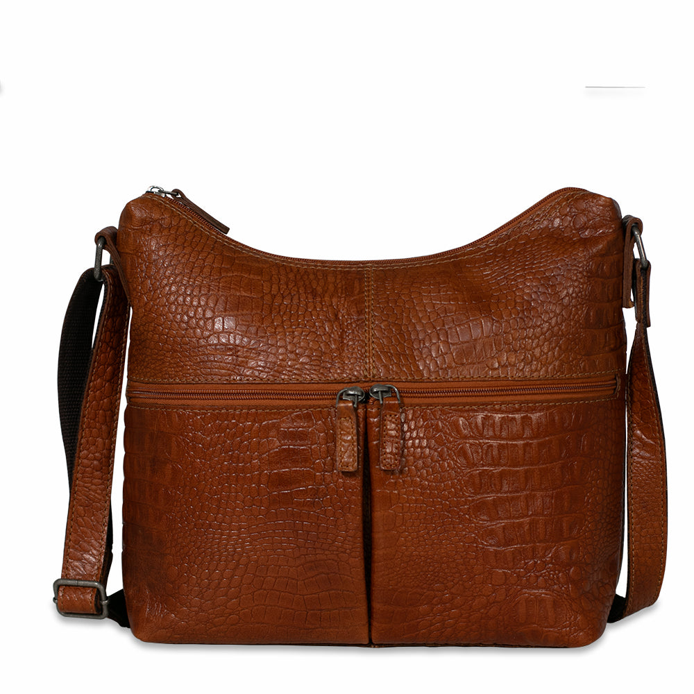 Hornback Croco Hobo Bag #HB814 HoneyFront