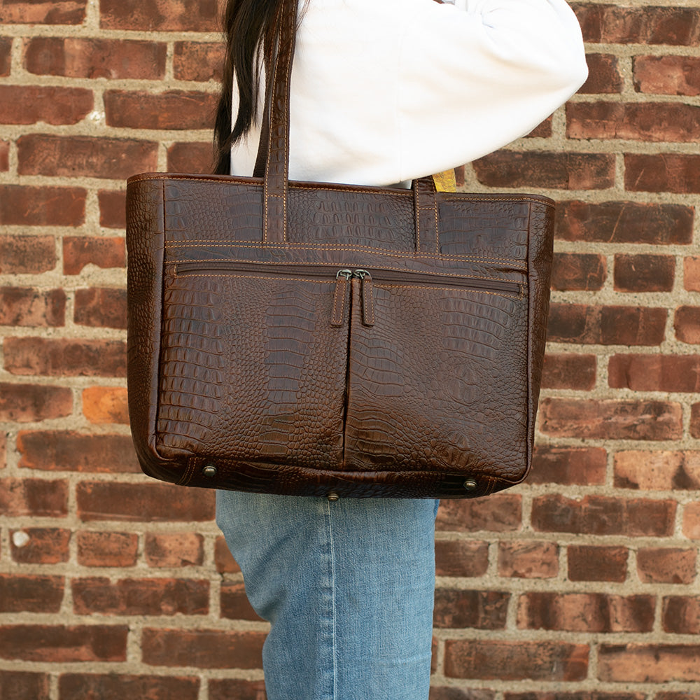 Leather Business Tote Bag - Hornback Croco #HB916 | Jack Georges