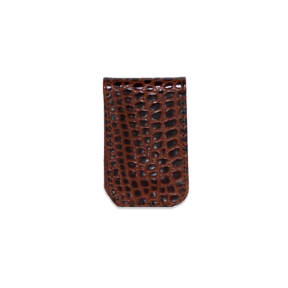 Alligator Embossed Leather Money Clip Sample